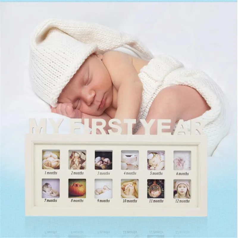 Hanging a baby photo frame wood Picture Rahmen White Base Art DIY Home