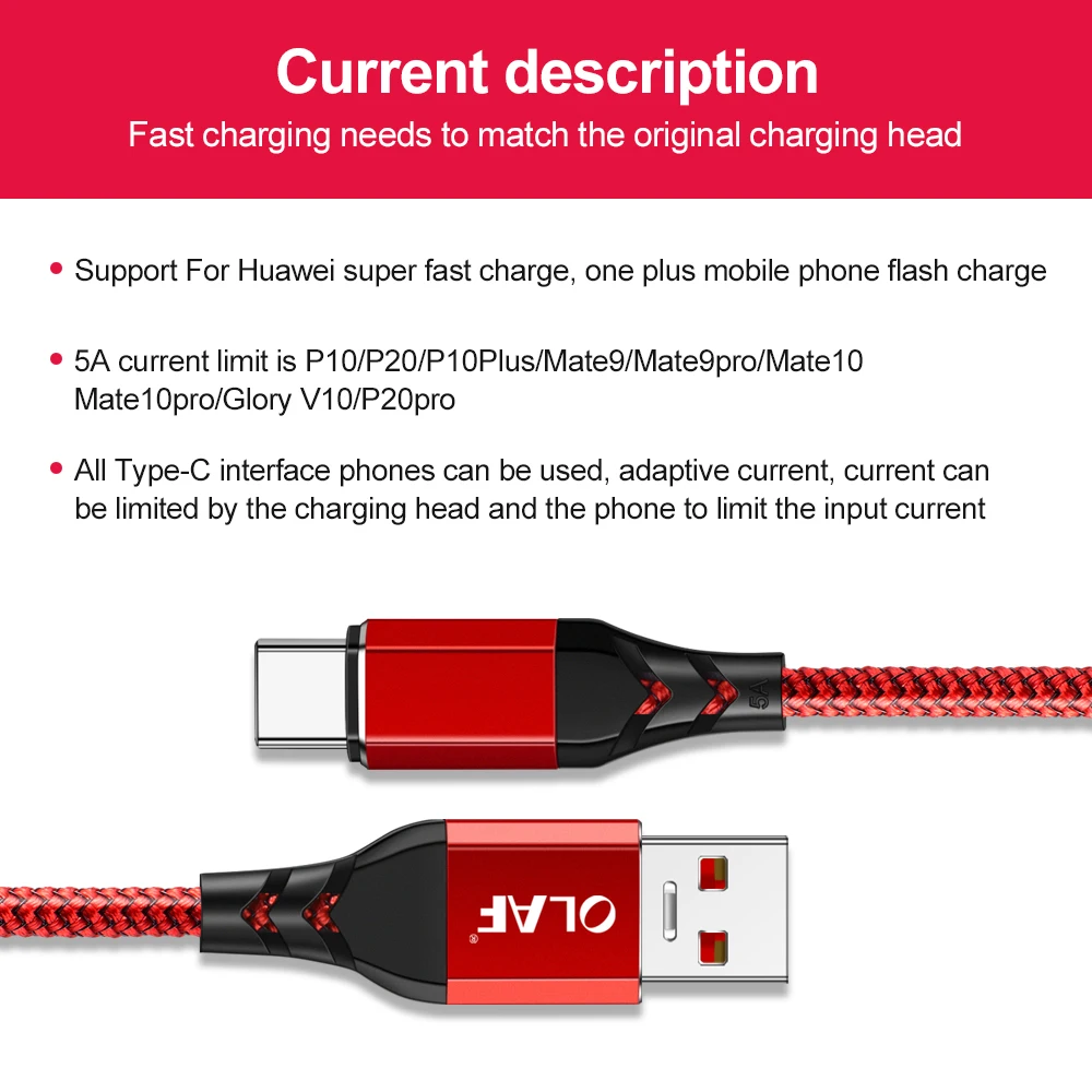 Олаф quick charge 3,0 5A USB type c кабель для huawei p20 p10 p9 mate 20 Pro 2A Быстрая зарядка кабель для передачи данных для samsung s9 s8 oneplus