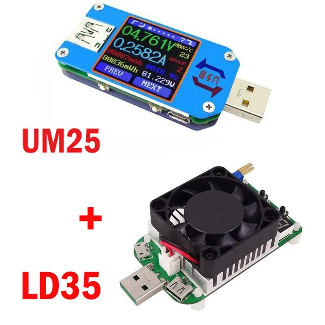 UM25 UM25C Для APP USB 2,0 Тип-C ЖК-дисплей Вольтметр Амперметр Напряжение измеритель тока, для батареи зарядки измерения с 35 Вт Ld35 Hd35 нагрузки - Цвет: um25 ld35