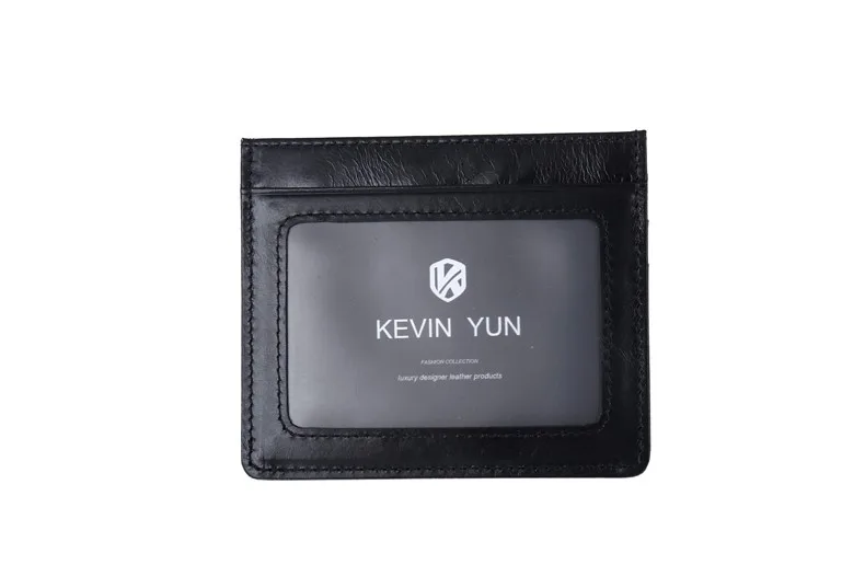 KEVIN YUN Designer Brand Vintage Men Card Holder Wallet Genuine Leather Mini Pocket Credit ID Card Case