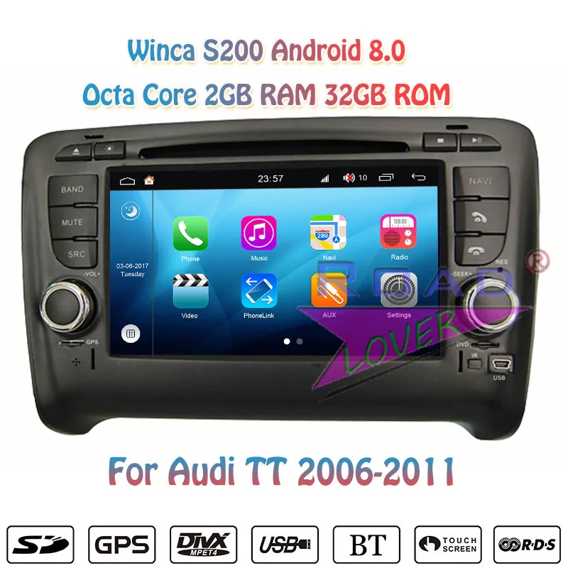 Winca S200 Android 8.0 Car DVD Multimedia Player Radio For Audi TT 2006