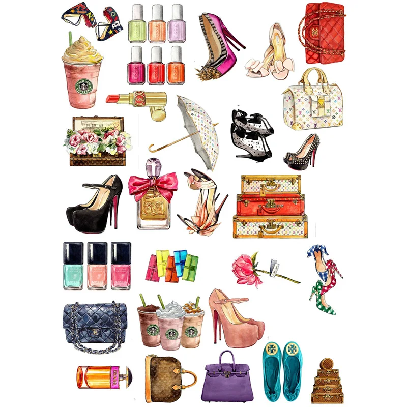 

2 pcs/lot City Lady Daily Items Aesthetic Decor Autocollant My Account Stikers Scrapbooking Bullet Journal Stickers School