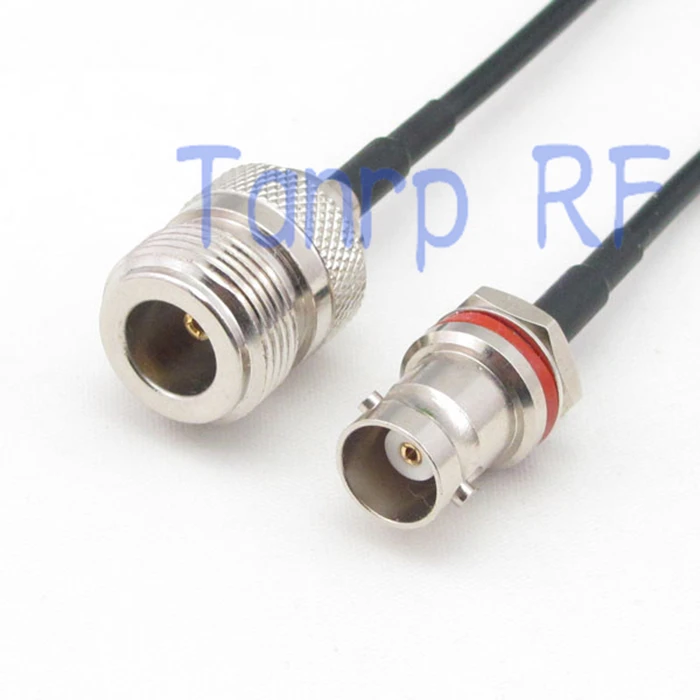 

8in mini BNC female with nut bulkhead to N female RF connector adapter 20CM Pigtail coaxial jumper cable RG174 extension cord