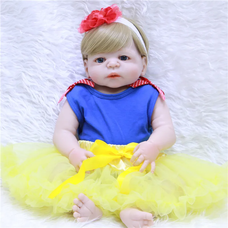 

50cm hard Body Silicone Reborn Baby Doll Toy Lifelike Baby-Reborn big eyes Newborn girls Doll in Princess dress Kids Gift Brinqu