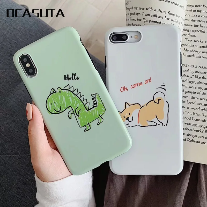 

Cute dinosaur matte case For iphone XS MAX case XS XR 6 7 8 Plus Soft TPU Kawaii Shiba Inu Pattern Cases For iphone XS XR 8 Plus
