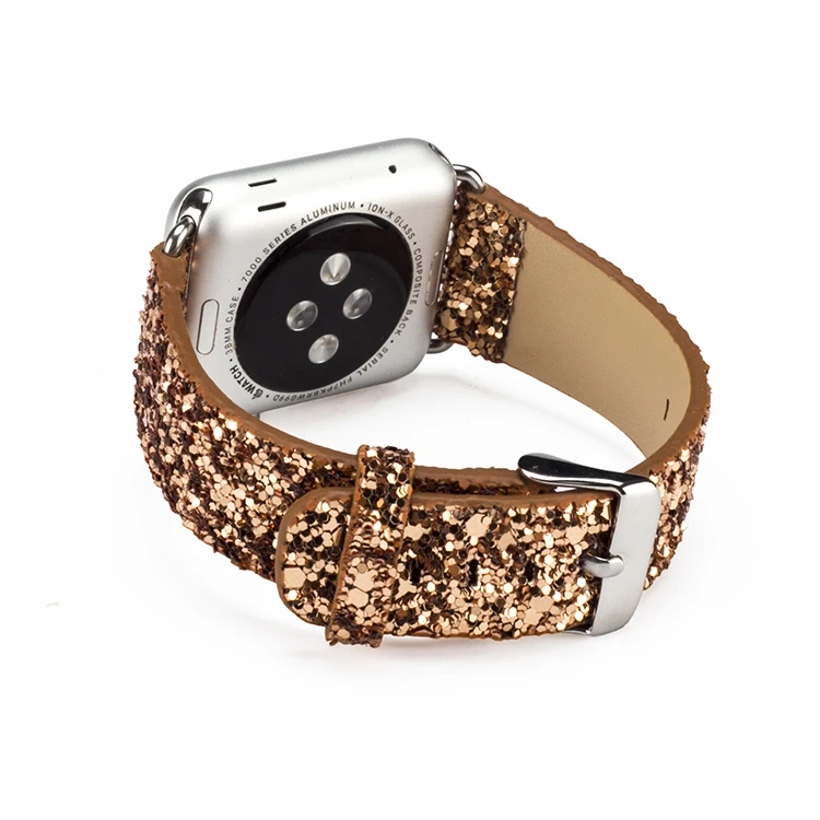 DAHASE Bling Рождественский Блестящий блестящий PU кожаный ремешок для Apple Watch Series 3 2 1 ремень для мм iWatch 38 мм 42 мм Ремешки для наручных часов