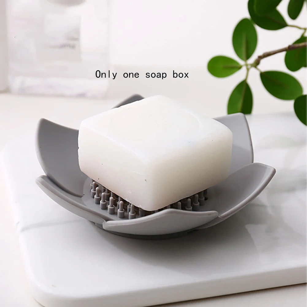 Holder Storage Shower Bathroom Supplies Soap Box Container Flower Shape Accessories Silicone Dish Hollowed Drain Anti Slip Home