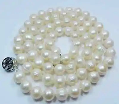 

Free Shipping>>new hot Long 18" 10-11mm Natural White Akoya Cultured Pearl Necklace