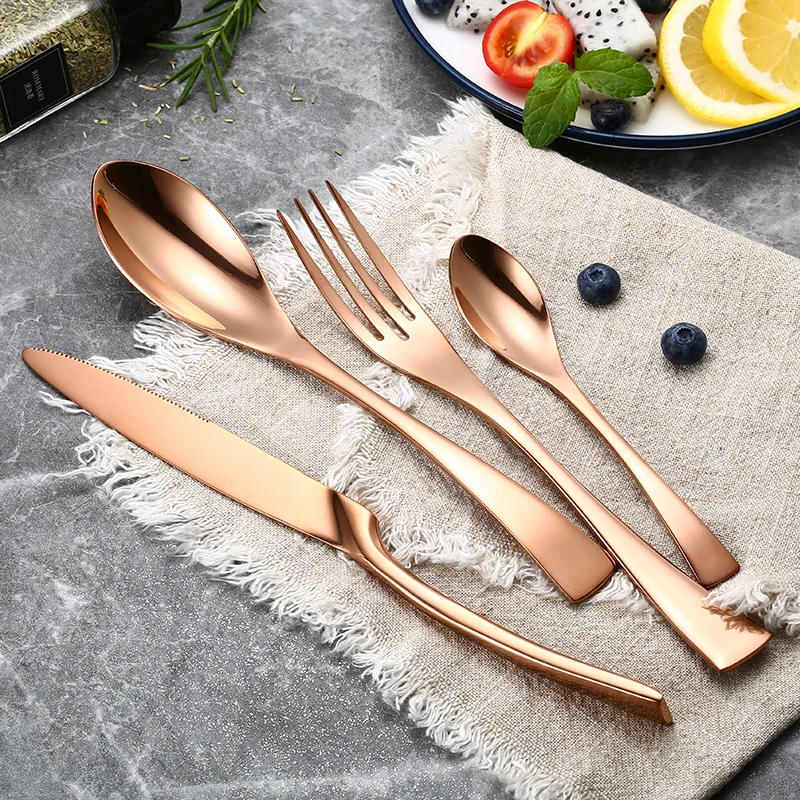 

24Pcs/set Black Rose Gold Cutlery Set 304 Stainless Steel Flatware Dinnerware Tableware Silverware Set Knife Fork Drop Shipping