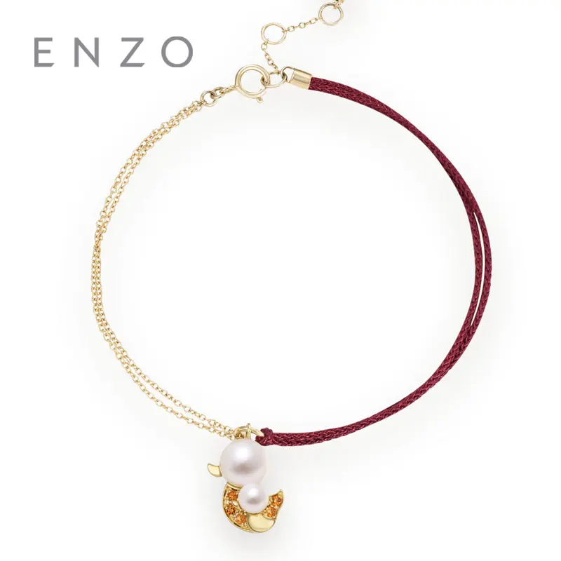 

ENZO AKOYA pearl 0.06CT Citrine 18K Yellow gold bracelet mother baby duck red bracelet mother's day special