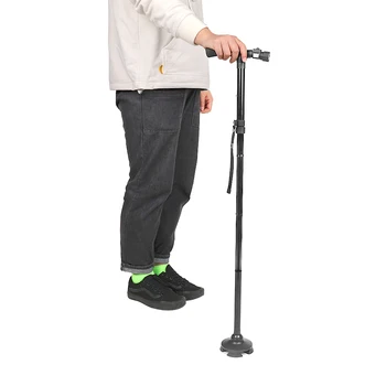 

85-95cm Collapsible Telescopic Folding Cane with LED Light SOS Alarm Aged Walking Sticks Poles Outdoor Hiking Poles Crutch