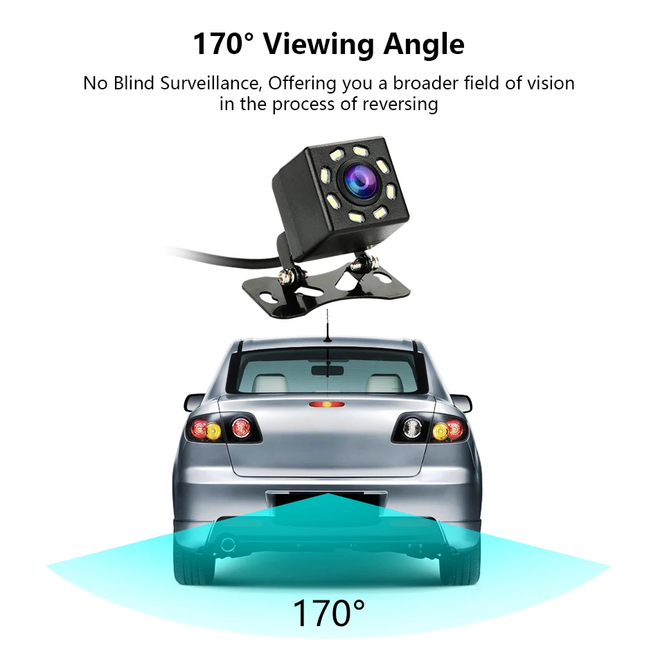 Jansite Водонепроницаемая камера заднего вида, парковочная линия, 8 светодиодный угол обзора 170 градусов, ночное видение, автомобильная камера, резервная камера