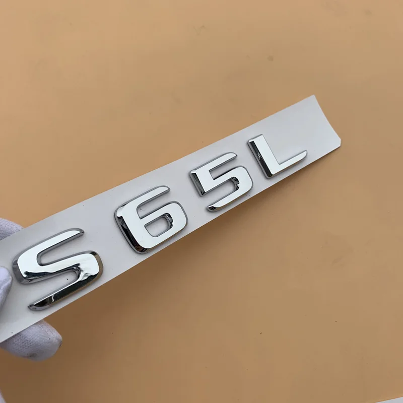 Chrome Letter Number Emblem for Mercedes Benz AMG C43 C63 C63S E43 E53 E63S S65L V12 V8 BITURBO 4MATIC+ Car Trunk Fender Sticker - Цвет: S65L