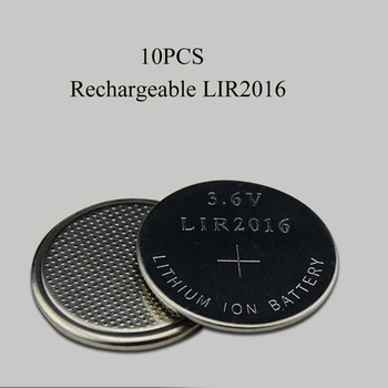 

Sorvess 10PCS 3.6V LIR2016 Lithium lir Ion Rechargeable Battery 15mAH Li-ion button coin cell replace for CR2016 CR 2016