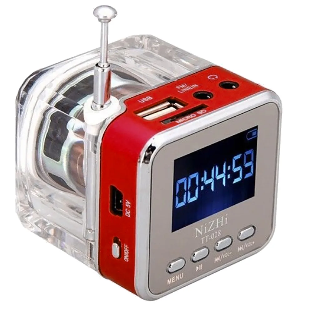 Портативный fm радиоприемник мини динамик цифровой ЖК дисплей звук Micro SD/TF