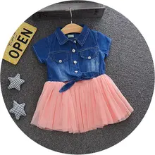2017 nouvelles filles denim dress enfants vêtements d’été nouveau enfants dress robes de fille