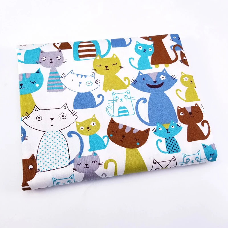 

Cotton Fabric Printed Colored Cats Patchwork Cloth for DIY Sewing Quilting Fat Quarters Material For Baby&Child Cribs Cushions