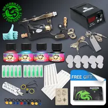 Complete Tattoo Kit 1 Professional Rotary Tattoo Machine Gun 4 Inks Needles Power Supply