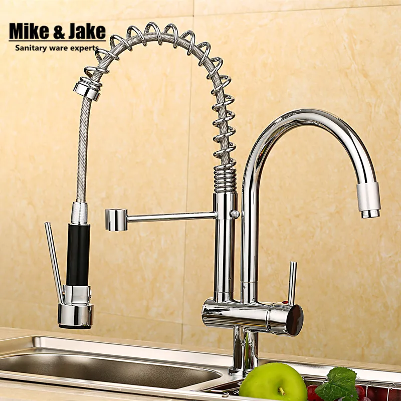 Wholesale And Retail Chrome Finished Pull Out Spring Kitchen Faucet Swivel Spout Vessel Sink Mixer Tap