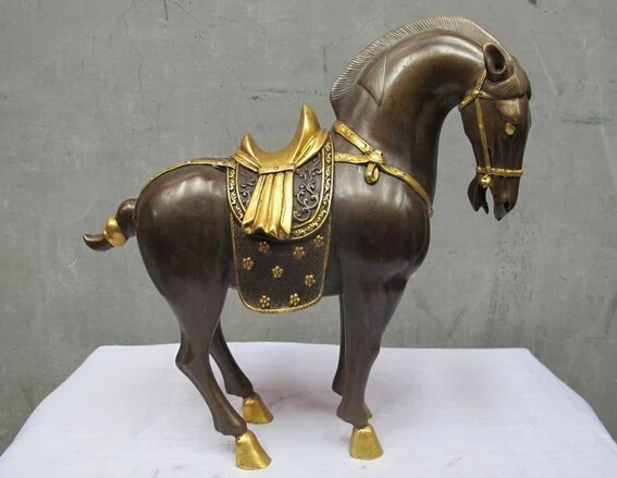 

bi001999 Royal 100% purple Bronze 24K Gold Gild Tang Horse Lucky wealth Feng Shui Statue