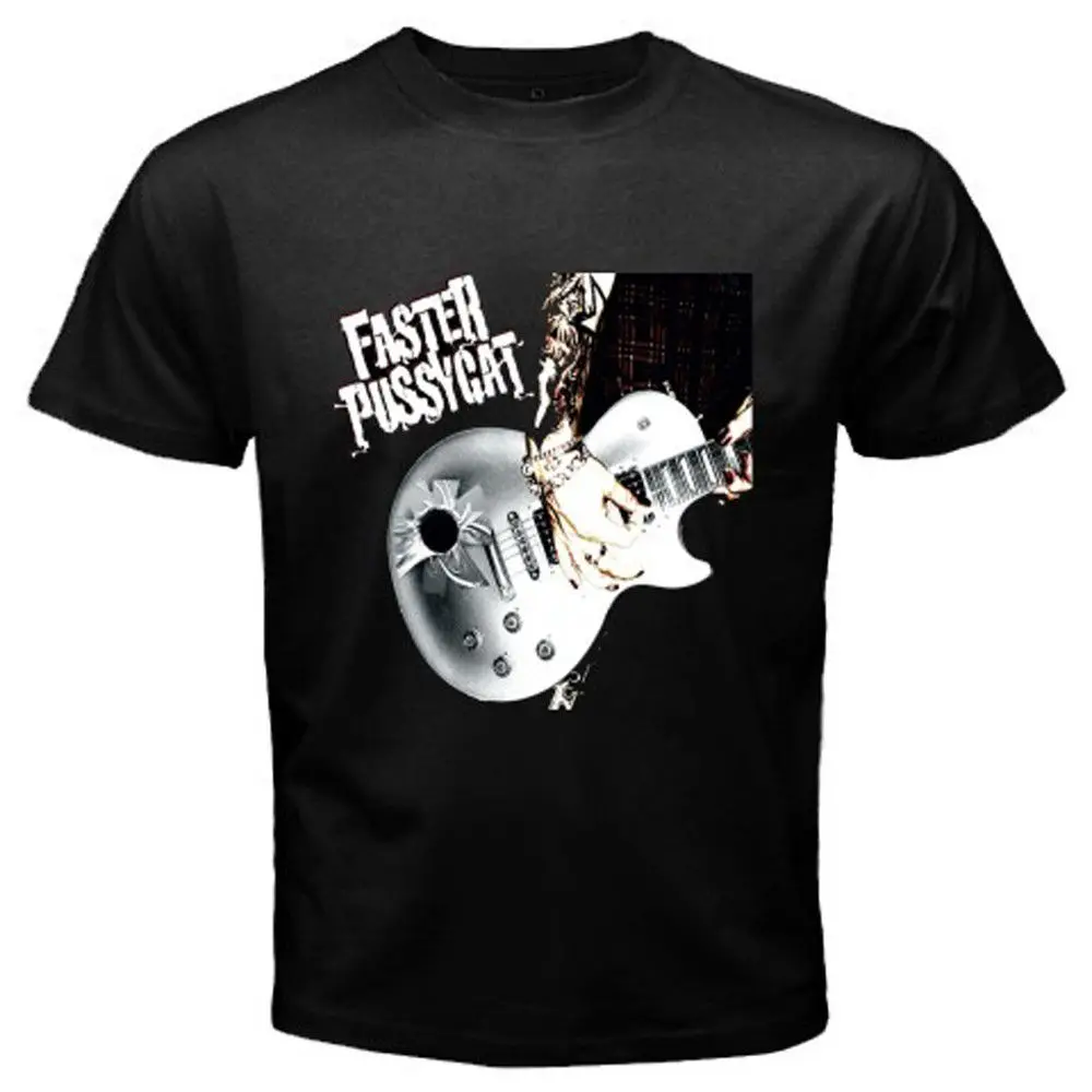 Новый быстрее PUSSYCAT гитара Логотип Rock Legend Для мужчин черный футболка Размеры S-3XL |