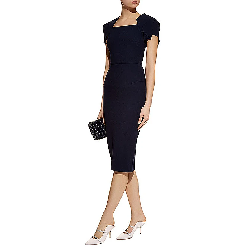 

XF 2018 Spring High Quality Fashion Designer Runway Retro Shoulder Strap Slim Elastic Zipper Chiffon Black + Red Dress Dresses