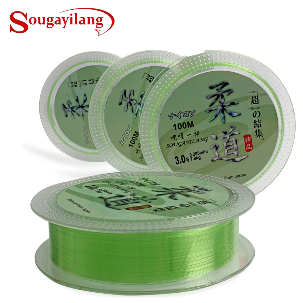 

Sougayilang Transparent Fluorocarbon Fishing Line Green 100m 0.6#/0.128mm~7#/0.45mm Fishing Line Carp Boat Rock Fishing Line
