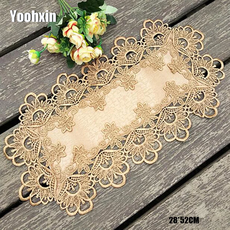 

Luxury lace satin Embroidery bed Table Runner cloth cover flag dining tea coffee tablecloth Christmas home party Wedding decor