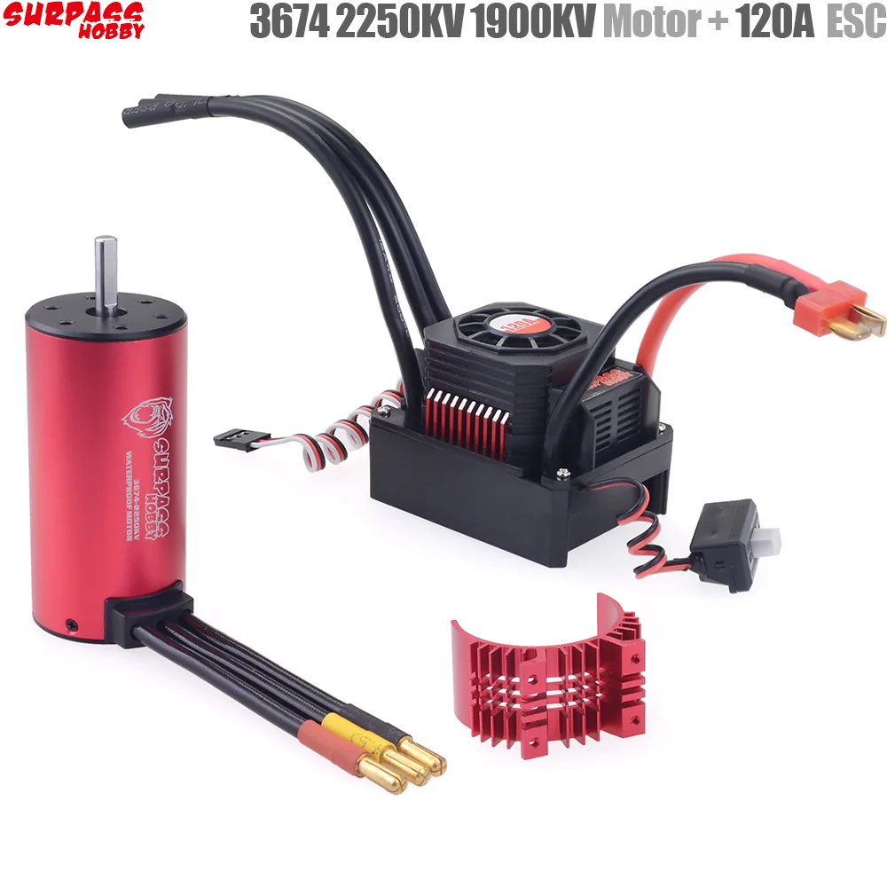 Surpass Hobby 3674 Muslimbrushless Motor + 120A Waterproof Brushless Esc 2-3S Per Modelli Rc 1/8 Buggy Drift Car
