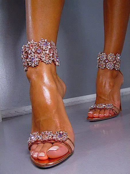 white jewelled heels