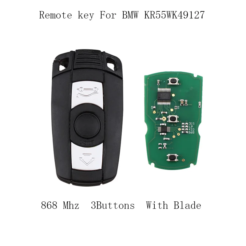 

3pcs*3 Buttons 868 MHz PCF7945chip Remote Key for BMW 1 3 5 6 7 Series Smart For BMW CAS3 X5 X6 Z4 KR55WK49127