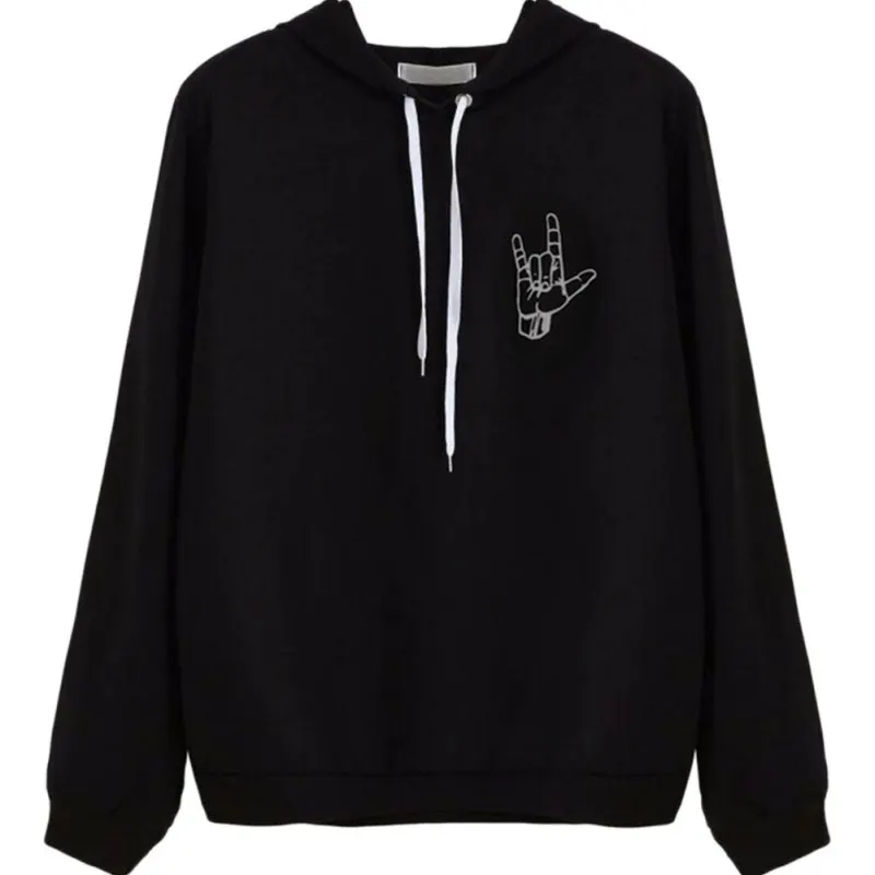 

2018 Women Novelty Black Cool Hoodies Women Full Letter Pullovers Women Spring Autumn Sudaderas Hot