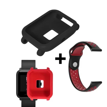 

Protector Shell Protective Frame Case Cover for Huami Amazfit Bip Youth SmartWatch Sport loop Strap for Huami amazfit bip