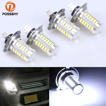 

POSSBAY 4Pcs Car Front Rear Light H7 5730 SMD 12V 33 LED Auto Truck LED Light White Fog Lamp Brake Tail Super Bright Bulbs