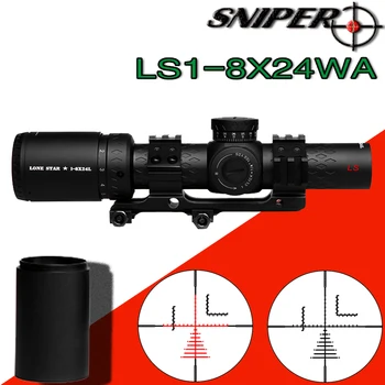 شراءمنظار بندقية قناص LS 1-8X24 WA للصيد منظار ضوئي مدمج تكتيكي بزجاج محفور شبكاني أحمر منظار بندقية