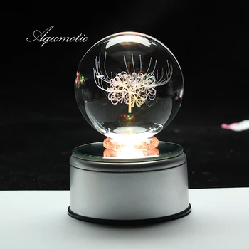 

Aqumotic MP3 Music Box Mp3 Colorful Lights Night Can Download Songs Crystal Ball Music Boxes for Girls USB Charging Flower