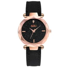 Роскошные часы Женское платье браслет часы Мода женский модный кожаный браслет Аналоговые кварцевые круглые наручные часы