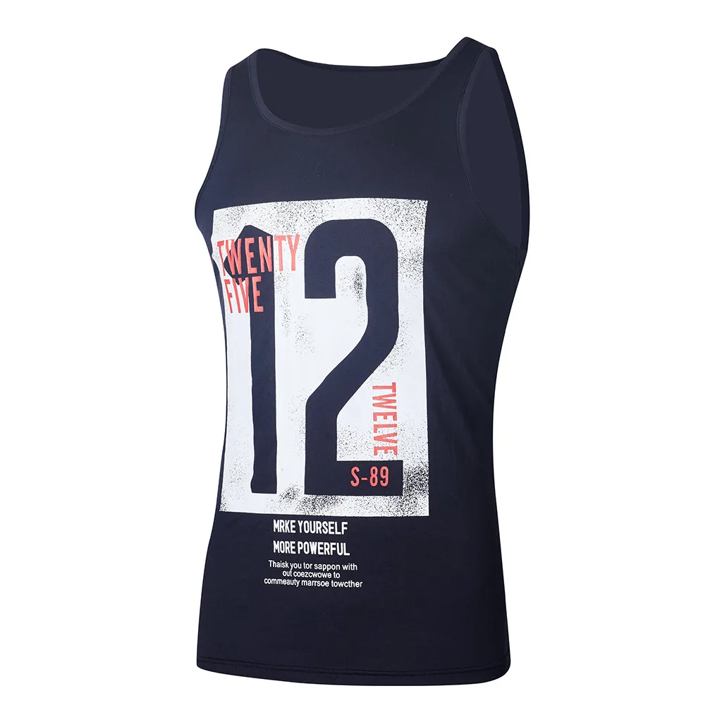 Fashion Men's gym tank top Casual gym bodybuilding tank top Slim Letter Printed Sleeveless Sport Male Vest debardeur homme