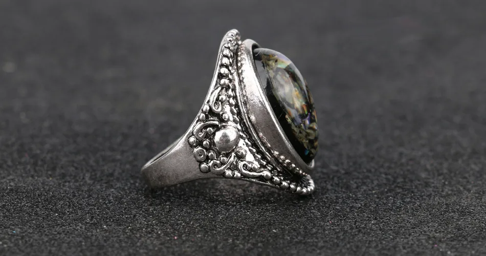 Роскошное модное кольцо ракушки для женщин ослепительно красивый аксессуары посеребренный искусственный Коралл винтажные овальные большие кольца Размер 10
