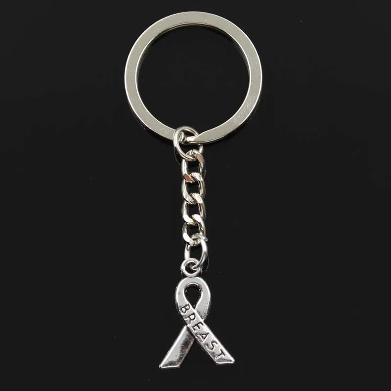 

New Fashion Keychain 23x16mm cancer awareness ribbon Pendants DIY Men Jewelry Car Key Chain Ring Holder Souvenir For Gift