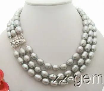 

12mm Grey Rice Pearl Necklace