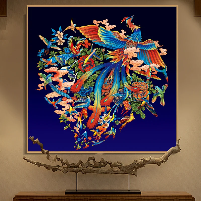 

Needlework,DMC DIY Cross stitch,Full Embroidery kit,royal phoenix bird peacock printed Cross-Stitch handwork painting gift