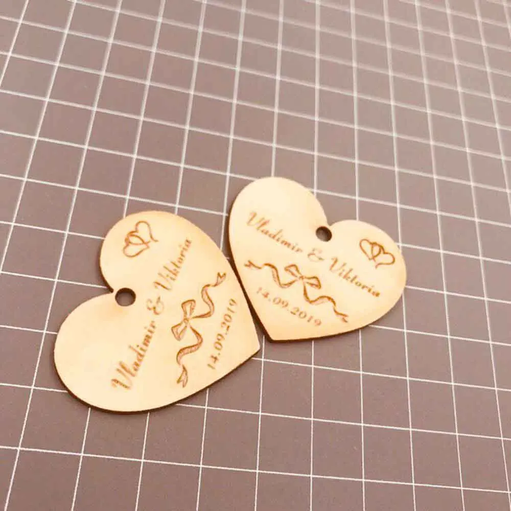 Personalized wedding favor tags, rustic Bridal Shower Favor Tags wooden heart wedding tags Custom name and date Wooden Tags,2