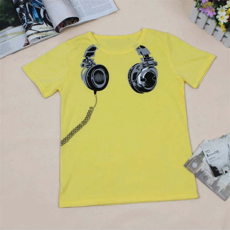 

Hot Sale New 2018 Headphone Design T shirt Boys Kids Short Sleeve Tops T-shirt Tees 100%Cotton