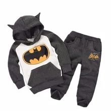 2016 New autumn Children Outfits Tracksuit Batman teech Clothing kid Hoodies+ Pants 2 pcs kids Sport Suit baby Boys cotton 2 Set