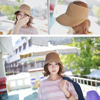 

Sun Shade Straw Golf Hat New Empty Top Hat Sun Hats Spring Summer Visors Cap Foldable Wide Large Brim Sun Hats Straw for Women