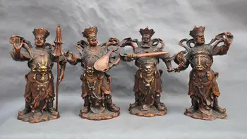 

10" China Myth Four Heavenly Kings Warrior Of Heaven Guardian Soldier Statue