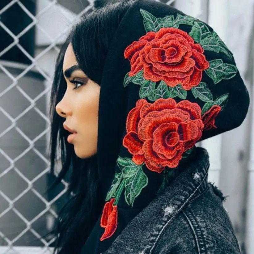 hoodies with roses womens
