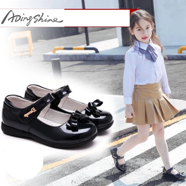 2018 New Girls Princess Genuine Leather Shoes Kids Shoes School Uniform