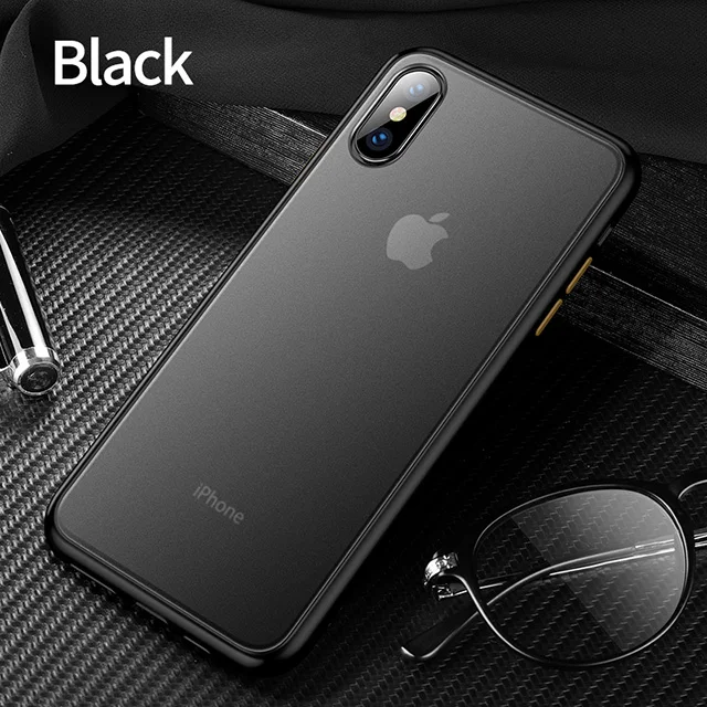 CAFELE Новейший цветной clashing чехол для iPhone 7 8 Plus X Xr Xs Max silicon+ PC полупрозрачный чехол для iPhone 7 8 Plus X Xr Xs - Цвет: Black